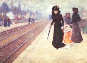 Georges D Espagnat The Suburban Railroad Station Sweden oil painting reproduction